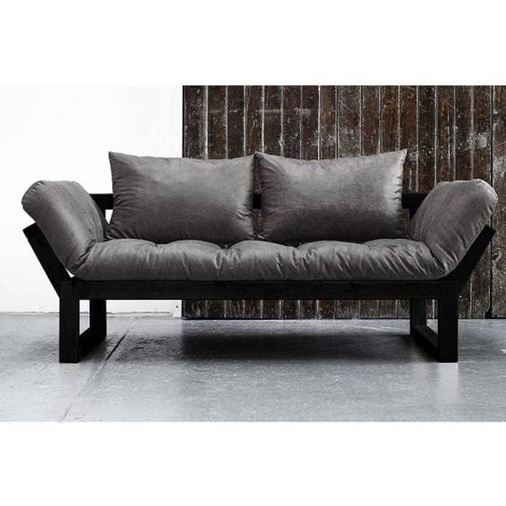 Banquette méridienne noire EDGE futon en tissu enduit vintage couchage 75*200cm