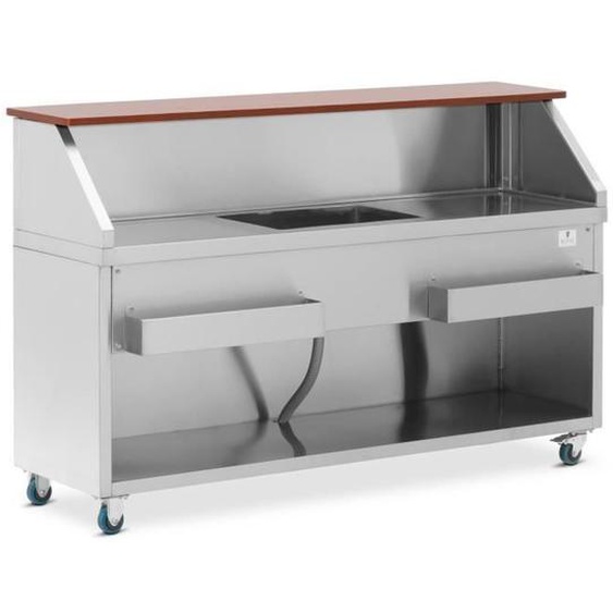Bar mobile - avec bac à glace et porte-bouteilles - comptoir 180 cm effet bois - Royal Catering