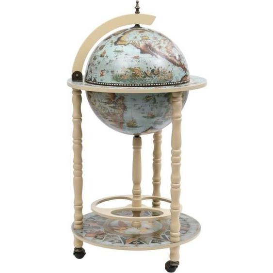 Bar sous forme de globe - FAFEICY - HB036 - Bois deucalyptus - Bleu et blanc - 36 cm de diamètre