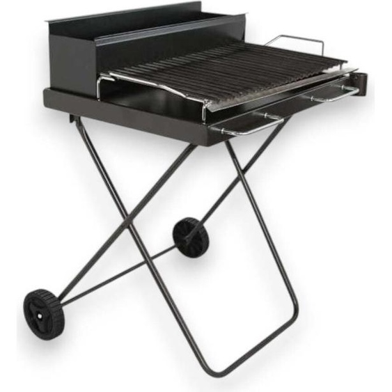 Barbecue à bois compact pour le camping, avec grille robuste en acier inoxydable, pieds repliables et roulettes Kart