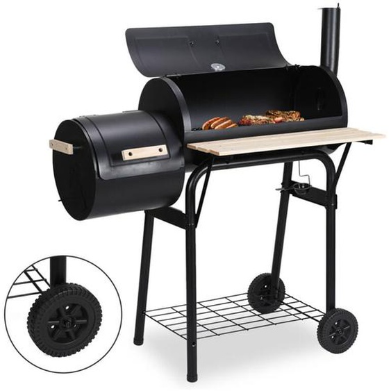 Barbecue à Charbon - Gril à charbon de bois - Grille de cuisson avec thermomètre -117x105x63cm Noir - Swanew