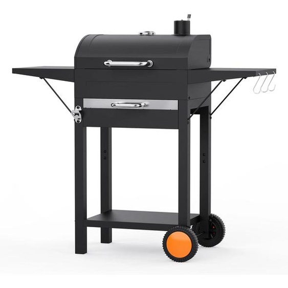 Barbecue à charbon portable - Barbecue de camping - Deux tablettes latérales fixes - Pour le camping et le jardin - Barbecue dextérieur