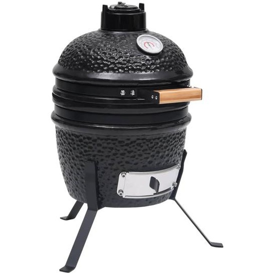 Barbecue à fumoir Kamado 2-en-1 Céramique 56 cm Noir