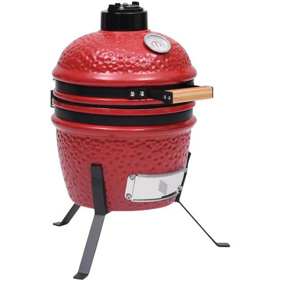 Barbecue à fumoir Kamado 2-en-1 Céramique 56 cm Rouge