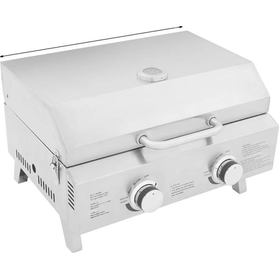 Barbecue à gaz, acier inoxydable, portable et pliable, argenté