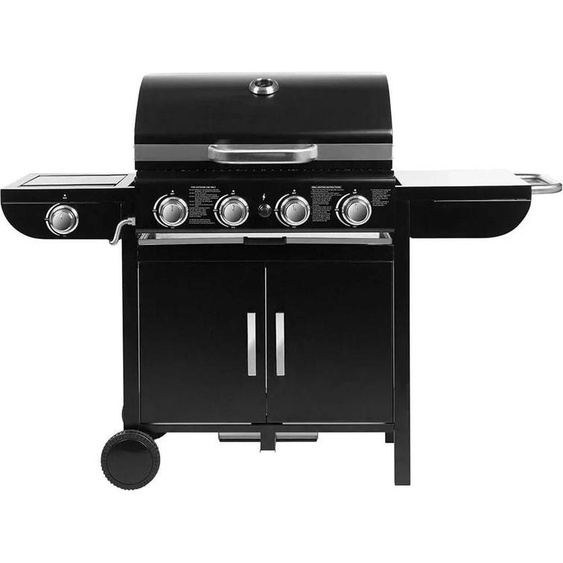 Barbecue à gaz - Chariot de barbecue KKLQ8-64 - Gaz naturel - 4 brûleurs - 2,93 kW - Allumage piézoélectrique - Thermomètre - Acier émaillé porcelaine