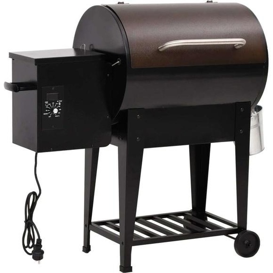 Gril à granulés avec étagère inférieure noir 94 cm fer