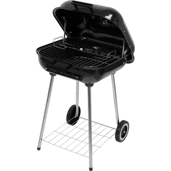 Barbecue au charbon de bois 45x40 cm avec couvercle, Barbecue de camping