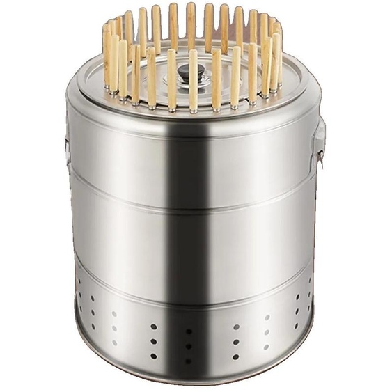 Barbecue au charbon de bois, acier inoxydable, facile à nettoyer, argent