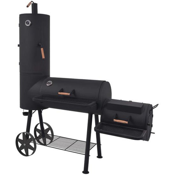 Barbecue au charbon de bois avec étagère inférieure Noir XXL