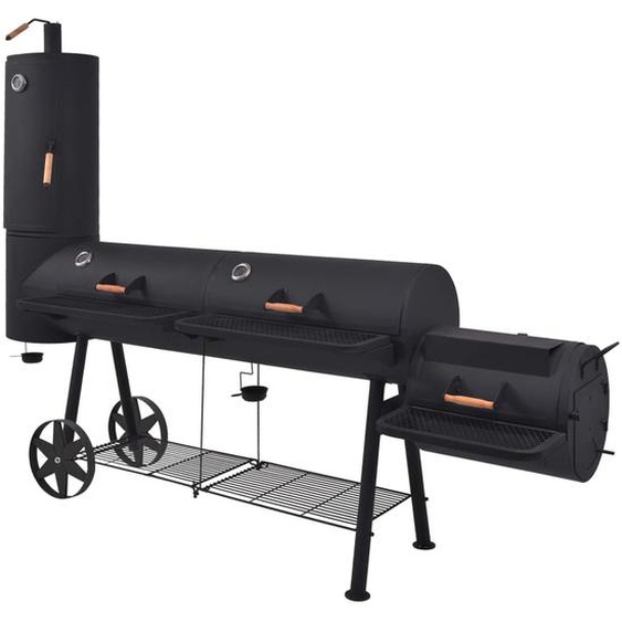 Barbecue au charbon de bois avec étagère inférieure Noir XXXL