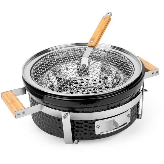Barbecue au charbon de bois avec un design portable et des grilles en acier inoxydable