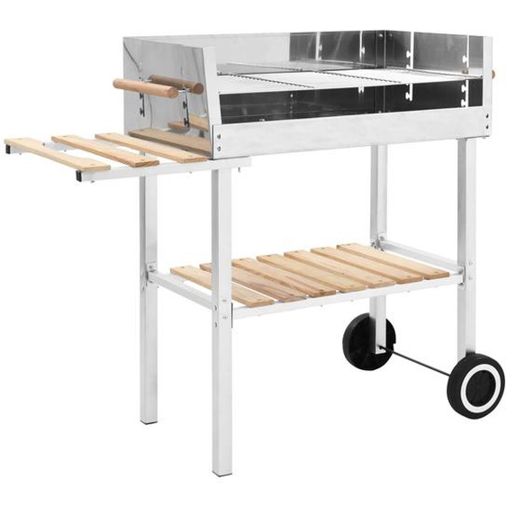 Barbecue au charbon sur chariot Acier inoxydable et 2 étagères