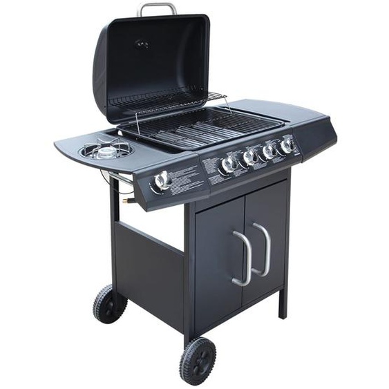 Barbecue au gaz 4+1 zone de cuisson Noir