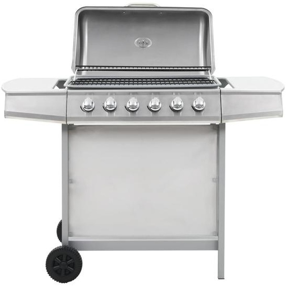 Barbecue au gaz et 6 zones de cuisson Acier inoxydable Argenté