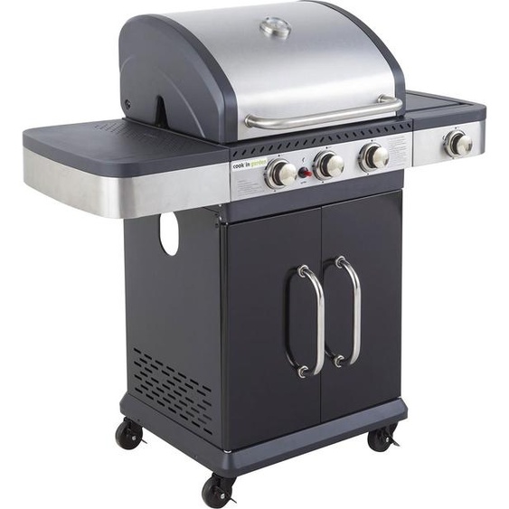 Barbecue au gaz FIDGI 3 avec thermomètre - 3 brûleurs + réchaud 11,5kW