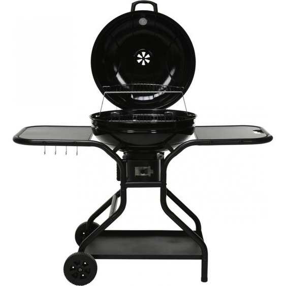 Barbecue avec tablettes latérales Vaggan, métal, 135 x 65 x 95 cm, noir