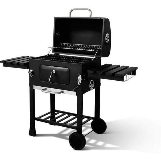 Barbecue Charbon Cookingbox Clark, Ventilation Réglable, Grille Fonte, Acier Inox, 122x50x108,5 cm