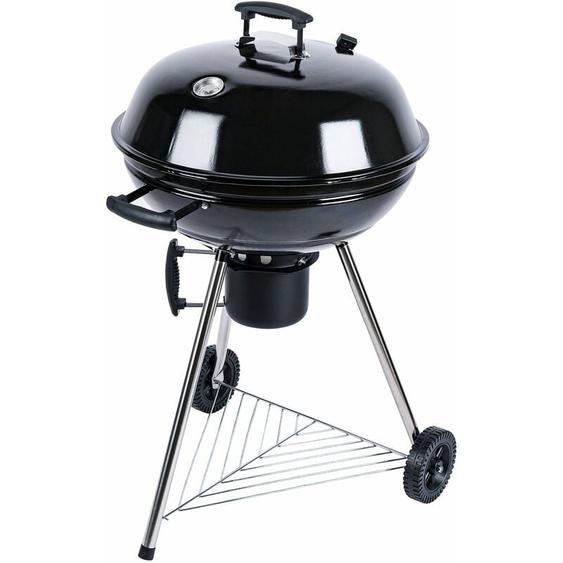 Barbecue charbon de bois Ø57cm - Georges - Noir émaillé. barbecue avec aérateurs. émaillé. fumoir. récupérateur de cendres
