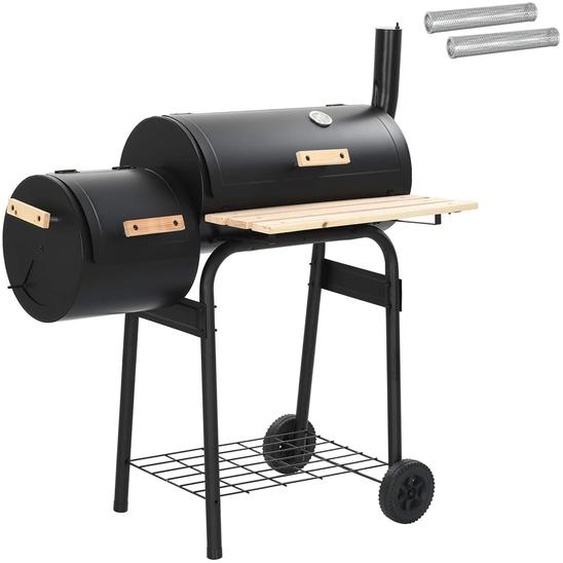 Barbecue dextérieur, 103 x 60 x 113 cm, acier, noir