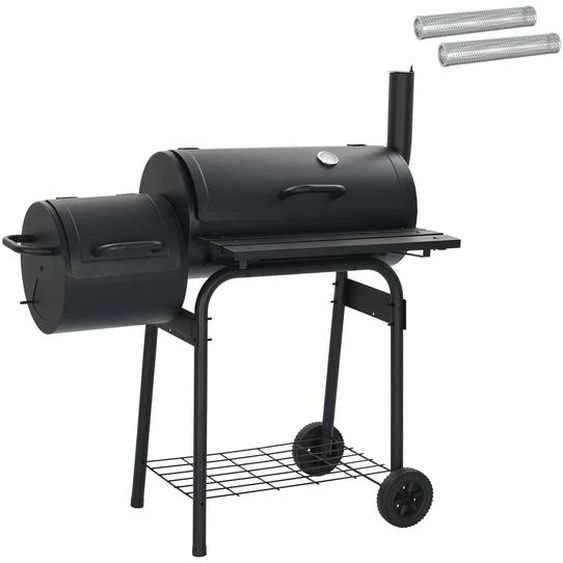Barbecue dextérieur, 103 x 60 x 113 cm, acier, noir