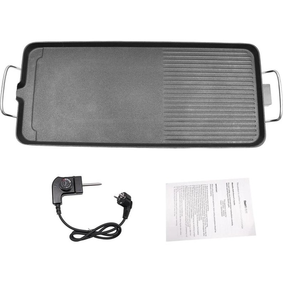 Barbecue électrique - Barbecue de table - 1500 W - Revêtement antiadhésif - 5 niveaux de température - Surface de cuisson 68 x 28 cm - Pour lintérieur et lextérieur - Noir