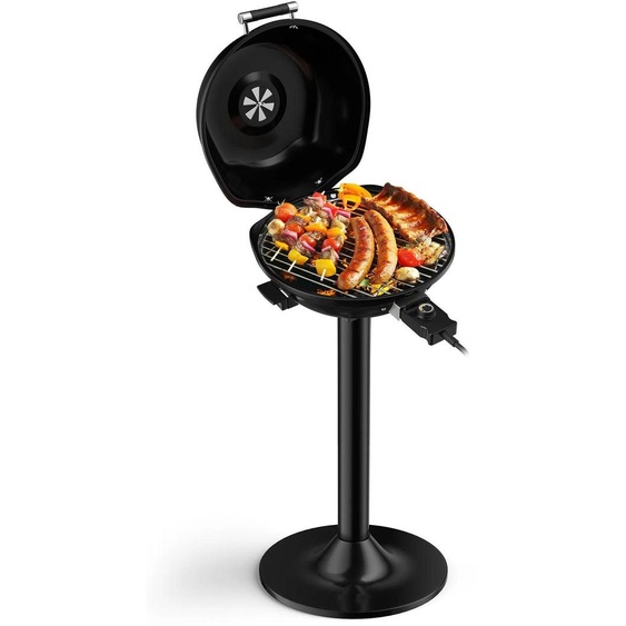 Barbecue électrique - Barbecue sur pied - 1600 W - Plaque de cuisson à 2 zones - 93–219 °C - Acier inoxydable