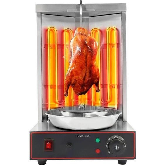 Barbecue électrique professionnel - Rôtissoire rotative - 3000 W 220 V - 6 tr/min - Charge maximale 10 kg - Acier inoxydable 201 - 29,5×30×48 cm - Argent