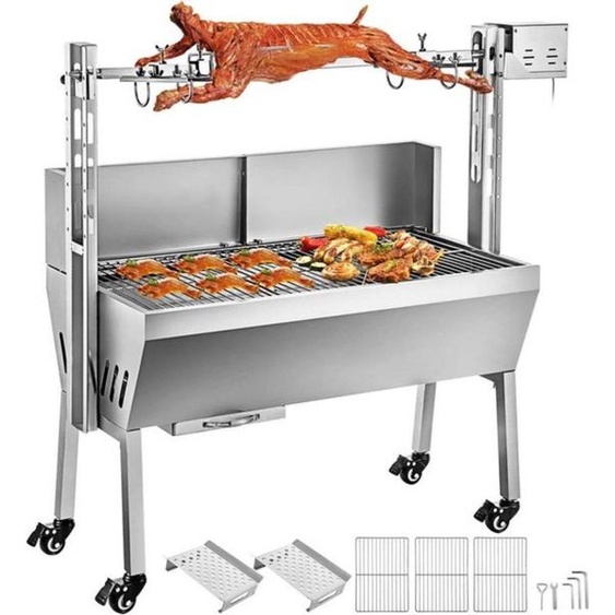 Barbecue électrique – Rôtissoire – Sans fumée – Pour lintérieur et lextérieur – Design moderne – Capacité de 60 kg