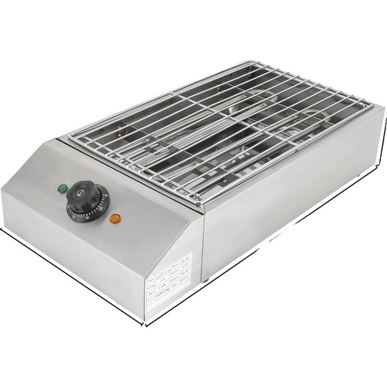 Barbecue électrique, température réglable, design en acier inoxydable, argenté