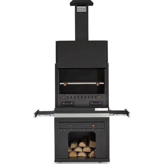 Barbecue en acier inoxydable noir moderne pour le jardin et la terrasse