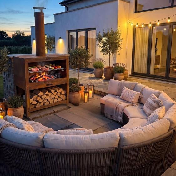 Barbecue et foyer dextérieur ASH Firegrill 2-1 en acier Corten