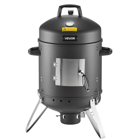Barbecue fumoir au charbon de bois, modèle baril - Diamètre : 40 cm - Acier émaillé