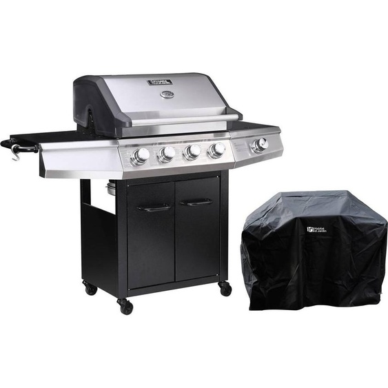 Barbecue gaz Bingo 5 - 5 Brûleurs dont 1 latéral - 15.2kW + Housse protection - Noir