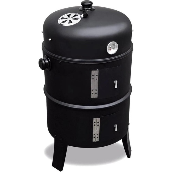 Barbecue multifonctionnel 3 en 1 pour charbon de bois, avec thermomètre, réglage de lapport dair, idéal pour le jardin et le camping