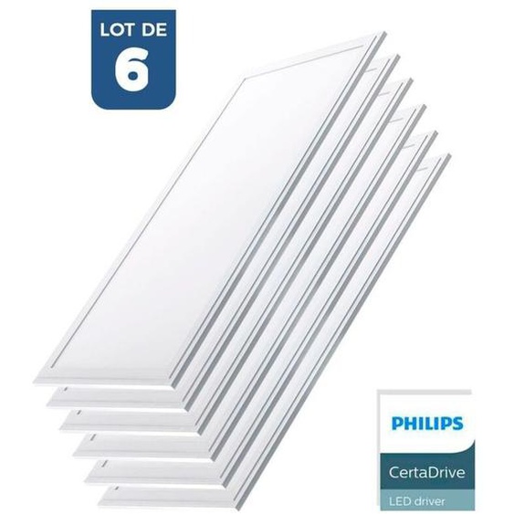 Barcelona Led - Lot de 6 - Panneau led 120x30 extra-plat - Driver Philips - 44W - Blanc Chaud