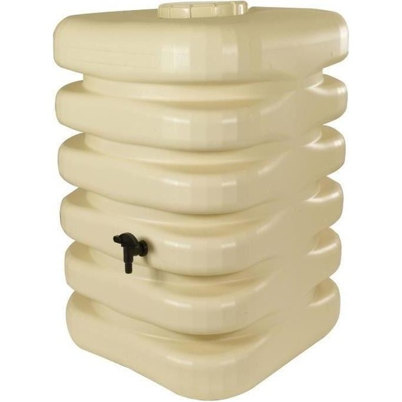 Baril deau de pluie - BELLI - Cubique - 350 litres - Beige - Polyéthylène - 60 x 60 x 120 cm
