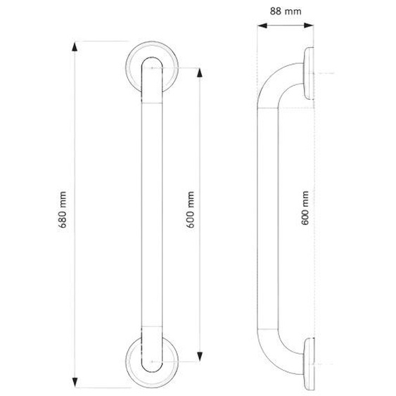 Barre de relèvement en inox poli D32 L600mm pour PMR - AKW - 1262