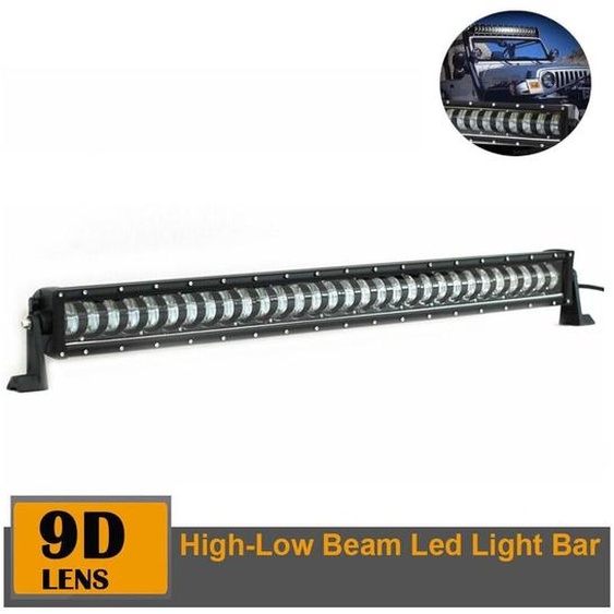 Barre LED 9D 88,5 cm Hi/Lo (courte/longue portée), étanche, résistante aux chocs, 12 V/24 V, 19 200 lm, 240 W, avec lentilles, barre LED tout-terrain pour