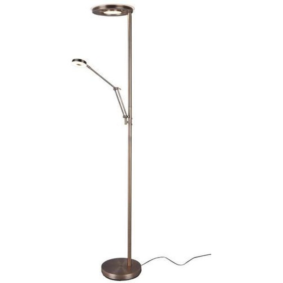 Barrie Lampadaire LED Avec Lampe De Lecture En Laiton Satiné Avec Réglage Dintensité Et Lumière Chaude Et Froide H. 180cm