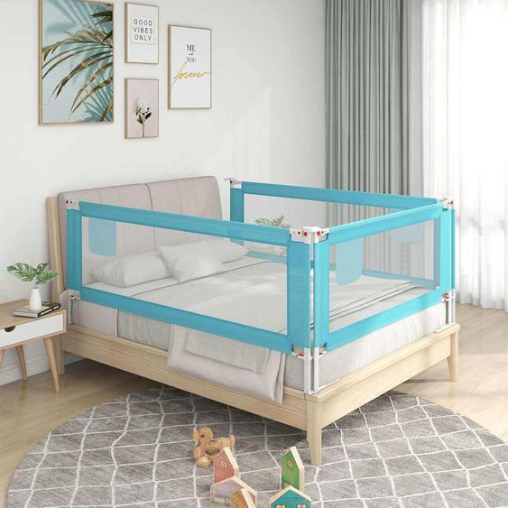 Barrière de sécurité de lit denfant Bleu 180x25 cm Tissu