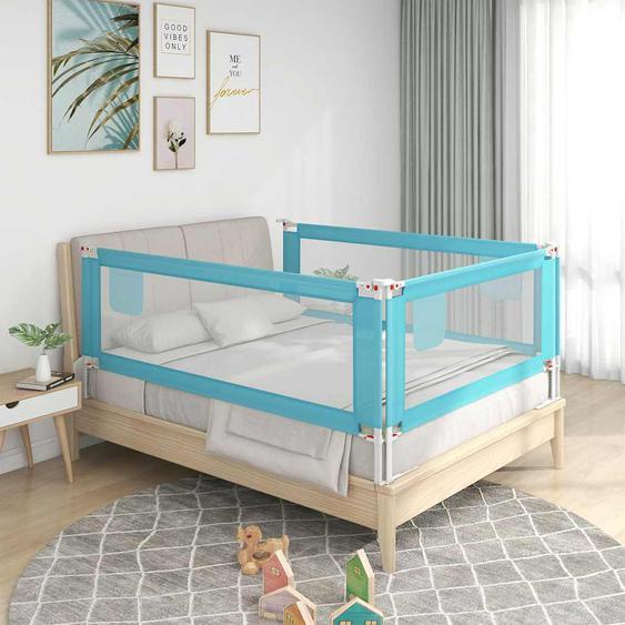 Barrière de sécurité de lit denfant Bleu 190x25 cm Tissu
