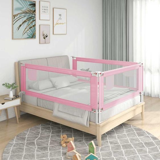 Barrière de sécurité de lit denfant Rose 190x25 cm Tissu