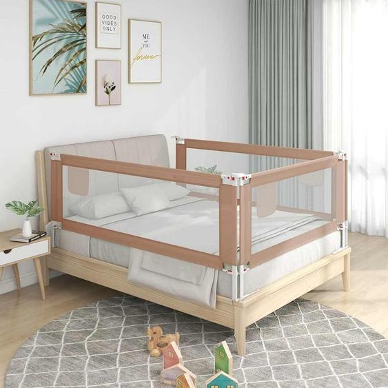 Barrière de sécurité de lit denfant Taupe 160x25 cm Tissu