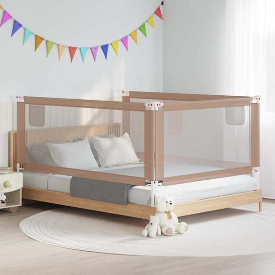Barrière de sécurité de lit denfant Taupe 200x25 cm Tissu