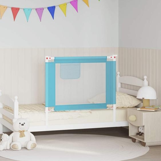 Barrière de sécurité de lit enfant Bleu 90x25 cm Tissu