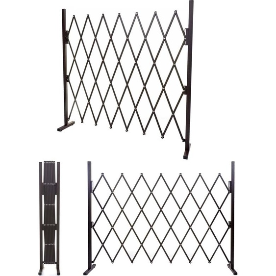 Barrière de sécurité HWC-B34, Grillage à ciseaux pour animaux, extensible, alu brun ~ hauteur 153cm, largeur 28-200cm