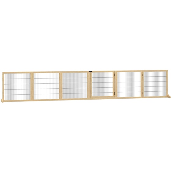 Barrière de sécurité pour chiens PawHut - Barrière de protection en bois de pin naturel