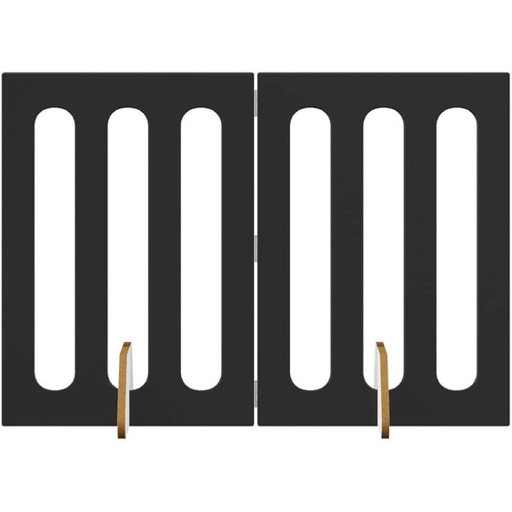 Clôture pliable pour animaux 2 pcs Chêne Noir Bois d’ingénierie