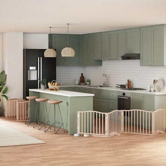 Barrière pour chien porte pliable 10 panneaux bois de peuplier